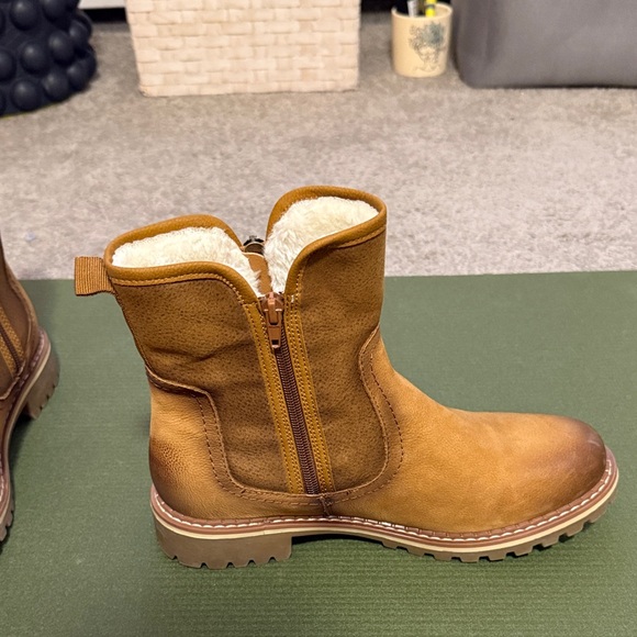 Spring Step Jovany Leather Booties EU 40 US 9 Tan Fur Lined Dual Zip Lug Sole - Picture 5 of 11